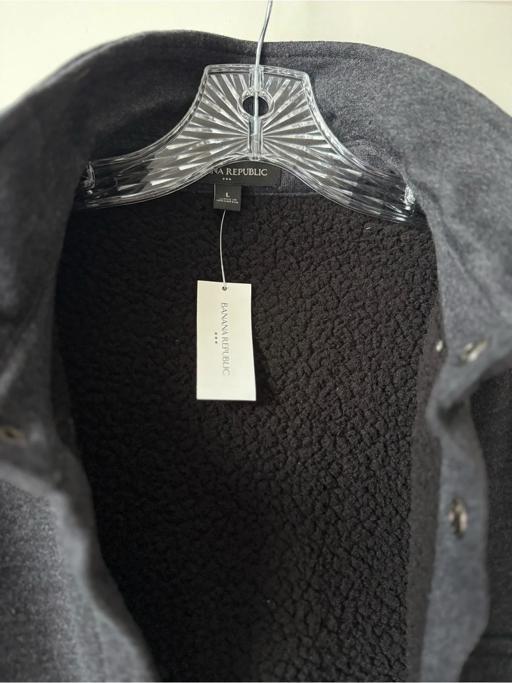 Men's Charcoal Sherpa-Lined Coat Fleece Jacket Brand New w Tags